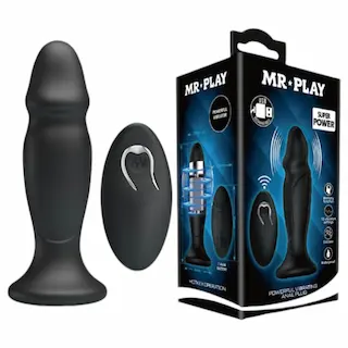 MR. PLAY – anální vibrátor s dálkovým ovládáním – akumulátorový – černý