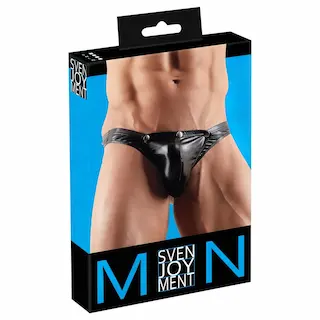 Svenjoyment – Pánské tangá se zapínáním na patentky (černé)