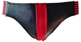 ROUGE Leather Jocks with Stripe Black/Red, L