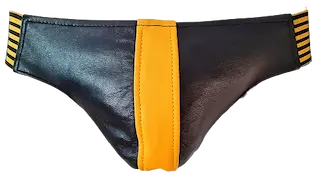 ROUGE Leather Jocks with Stripe Black/Yellow, XL