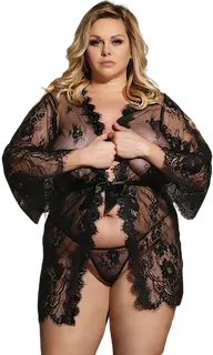 Plus size krajkový župan Veronica, XXXL–XXXXL