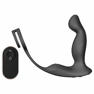 Sex HD Virgil – vibrátor na prostatu s kroužky na penis a varlata – černý