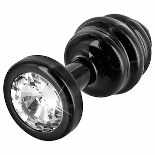 DIOGOL Anni – žebrovaný anální kolík – černý – (3 cm)