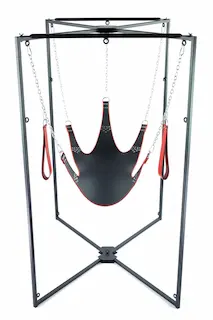 Mr Sling Complete Sling Kit Black-Red, erotická houpačka s rámem pro uchycení, smyčky na nohy + příslušenství