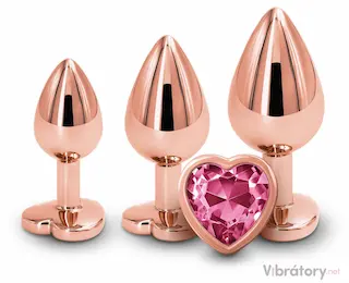 NS Novelties Sada kovových análních kolíků se srdíčkem Rear Assets Rose Gold, 3 ks