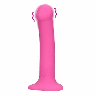 Shots Loveline Non-Phallic Vibrating Dildo Medium Powerful Pink, silikonové dildo s přísavkou 17,5 x 3,7 cm