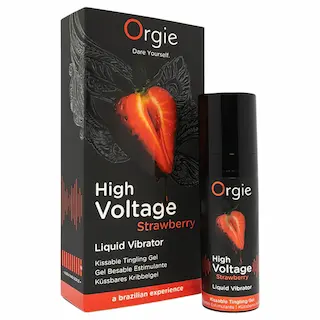 Orgie High Voltage – tekutý vibrátor – jahoda – 15 ml