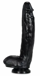 HardToys DP1020, černé vinylové dildo 31 x 5,5–6,2 cm
