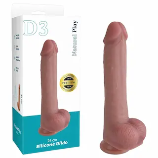 Erospace Natural Play – silikonové dildo 24 cm (tělové barvy)