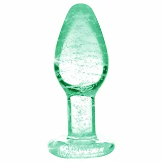 Booty Sparks Glow in the Dark S – skleněný anální kolík (průhledný)