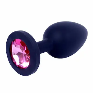 Plug-Jewellery silikonový anální kolík s kamínkem M růžový