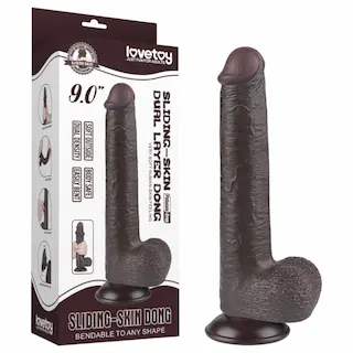 Sliding-Skin – přísavkový dvouvrstvý dildo – 20,8 cm (hnědý)