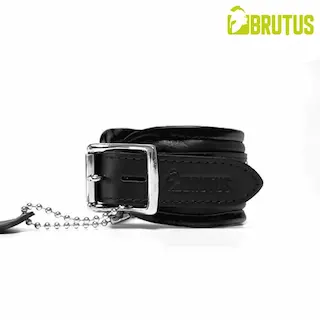 Brutus Leather Ankle Restraints Black/Black, kožená pouta na kotníky s měkkým polstrováním a zamykací přezkou