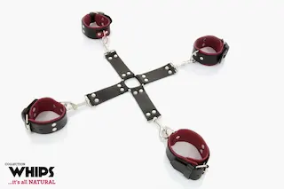 WHIPS Hog Tie for Her, Černá pouta a kříž pro bondage