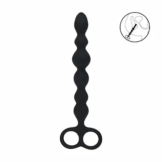 Levelz Beaded Silicone Anal Probe with Double Loop, silikonové anální kuličky s rukojetí 24,5 x 1,5–3,3 cm