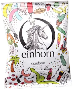 Einhorn Condoms: Penisgegenstände, 7 condoms in the chips bag