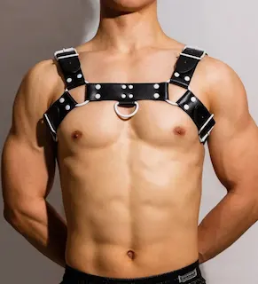 D.M Body Harness bílý, pánský postroj z umělé kůže