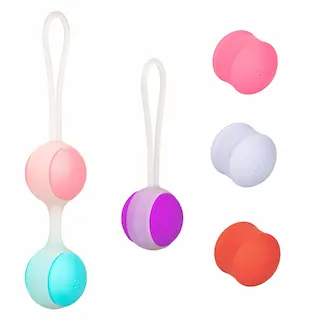 CalExotics She-ology Interchangeable Kegel Set, sada vyměnitelných silikonových vaginálních kuliček s průměrem 2,5 cm