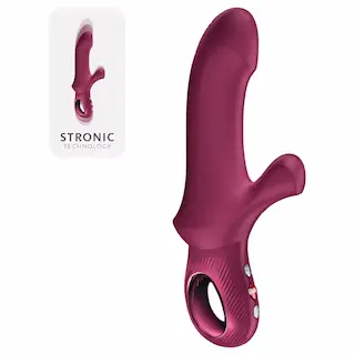 Fun Factory Bi Stronic Curve – přirážecí vibrátor s klitorálním ramenem (červený)