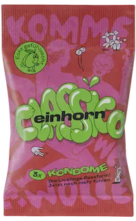 Einhorn Condoms: CLASSICO, 3 vegan condoms in the chips bag