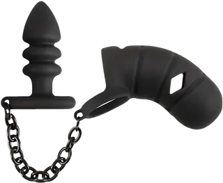 Cock cage with butt plug