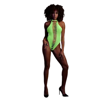 Vysoký střih Body – Jedna velikost – Neonově zelená