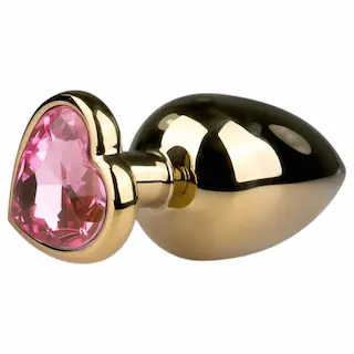 EasyToys Metal No.8 – anální kolík se srdíčkovou základnou (zlatá-růžová, 3,5 cm)