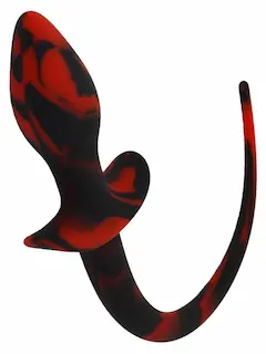 Slave4master Silicone Puppy Tail Black-Red, silikonový anální kolík – psí ocas 7,5 x 3,1 cm