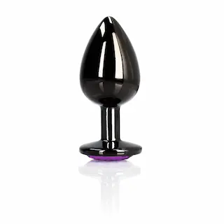 Anální kolík s drahokamem – Velký – Gunmetal/Amethystová fialová