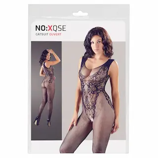 NO:XQSE – bezrukávový, otevřený černý síťovaný overal (S