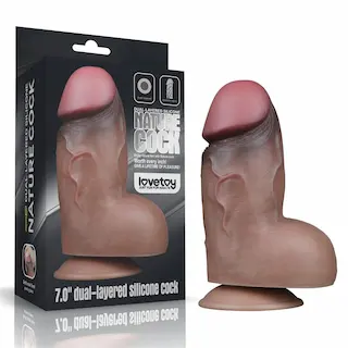 7″ Dvojitě vrstvený silikonový přírodní penis hnědý