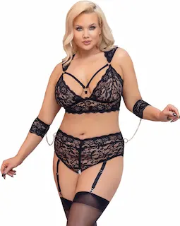 Plus size krajkový komplet Seductive Bondage, XXXXL