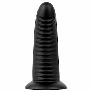 BUTTR Double Ribbed – obrovský rýhovaný anální kolík (černý) – 26 cm