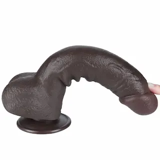 9.5“ Dildo s klouzavou kůží Dvojitá vrstva, černé