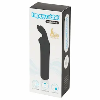 Happyrabbit – mini vibrátor do kalhotek – dobíjecí, s oušky – černý