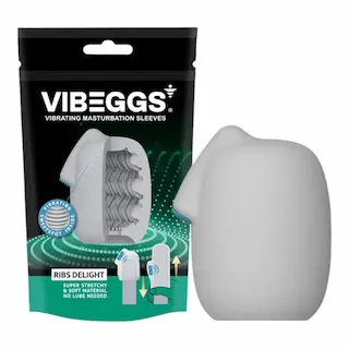 VIBEGGS Ribs Delight – vibrační vajíčko masturbátor (bílé)