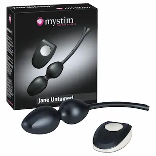 mystim Jane Untamed – vibrační duo venušiných kuliček (černé)