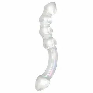 Rimba Xena – dvojité skleněné dildo – průhledné