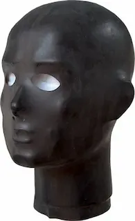 Mister B Rubber Anatomical Hood Eyes and Nose, černá gumová kukla s otvory pro oči a nos