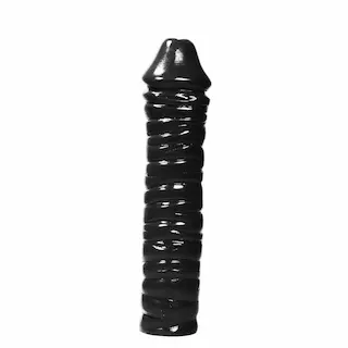All Black AB51, černé vinylové dildo 38 x 7,5–8,5 cm