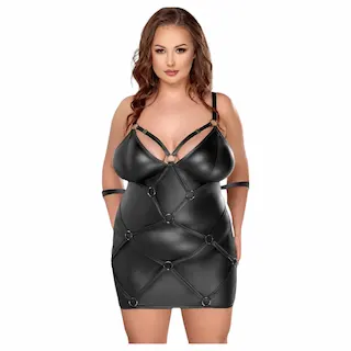 Cottelli Plus Size – šaty s pouty – černá