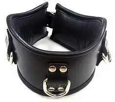 ROUGE Leather Padded Posture Collar With 3 D-Rings Black