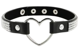 COQUETTE CHIC DESIRE – VEGAN LEATHER CHOKER WITH HEART