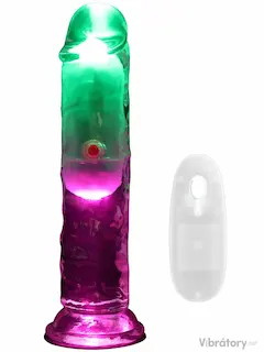 RealRock by Shots LED Vibrating Straight Cock – 6 / 15 cm – Transparent
