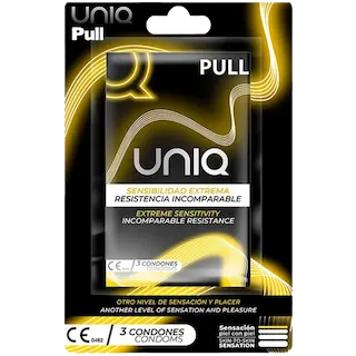 UNIQ – PULL LATEX FREE CONDOMS WITH STRIPS 3 UNITS