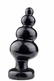 Pluggiz One More, černý vinylový anální kolík 15 x 1,8–6,1 cm