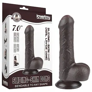 Lovetoy – realistický dildo s varlaty – dvojitá vrstva – 18,3 cm hnědý