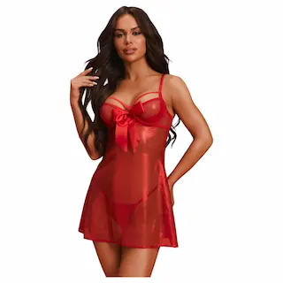 Obsessive Gifty – souprava babydoll a tanga (červená)