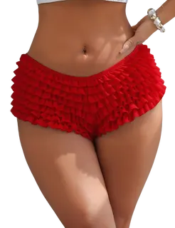 Red Sexy Mesh Swimsuit Cloth Ruffled Women Underwear With Bow S