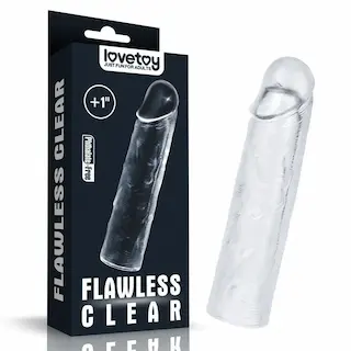 Lovetoy Flawless Clear Penis Sleeve Add 1″, průhledný návlek na penis 15 x 3,6 cm